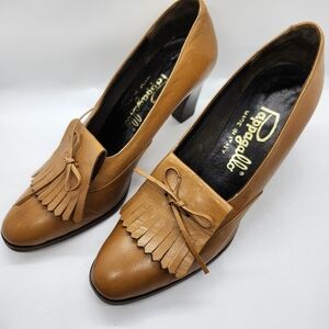 VTG Pappagallo made in Spain heel 3" Leather & Leather Soles Sz 7.5M